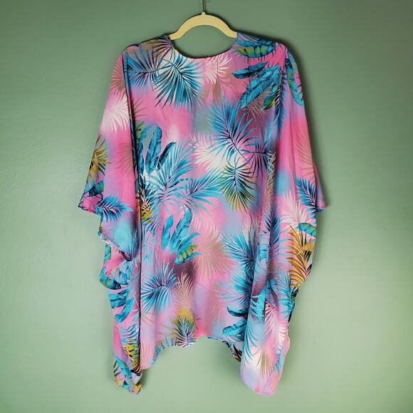 Emerald Womens Pink Multicolor Tropical Kimono Size One Size - Picture 2 of 4